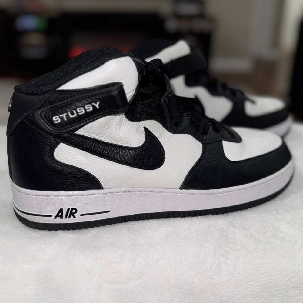Nike Air Force 1 Mid Stussy Light Bone Black Sneaker DJ7840-002 Men’s Size 15
